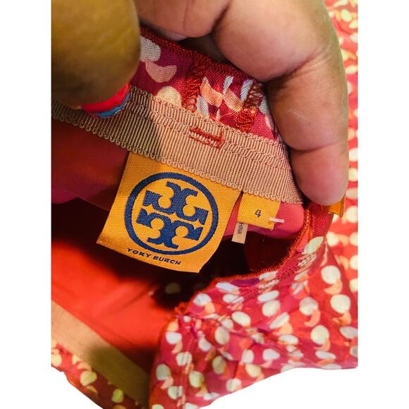 NWT Tory Burch Womens Silk Midi Pleated Skirt Inner Lining Side Zip Red Size 4 - Picture 4 of 10